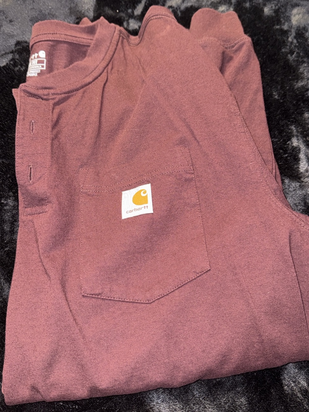 Carhartt Men’s Long Sleeve Pocket Henley - Maroon